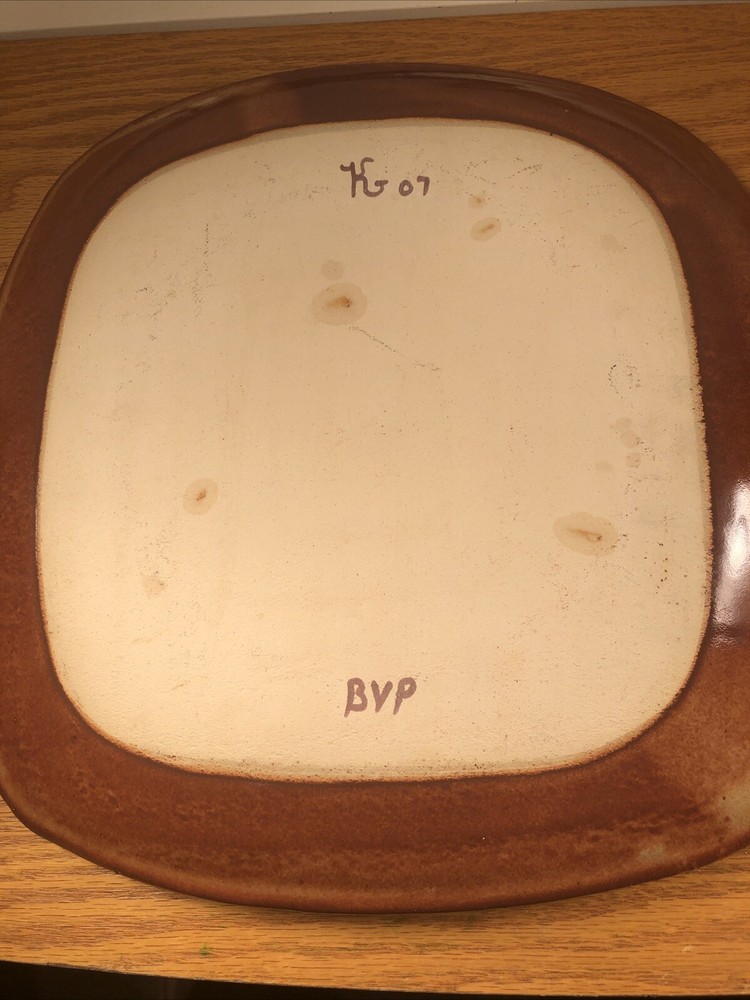 Handpainted Large Pottery Platter Signed 2007