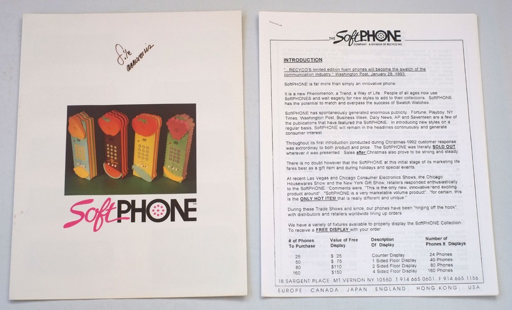Recyco Soft Phone Foam Telephone Catalog 1993