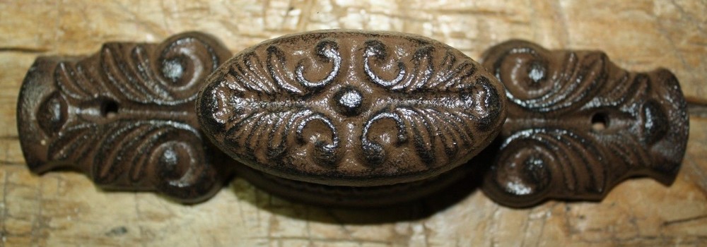 2 Cast Iron Antique Victorian Style OVAL Drawer Pull, Barn Handle, Door Handles