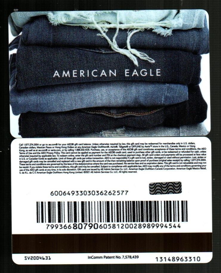AMERICAN EAGLE Stacked Jeans ( 2020 ) Gift Card ( $0 - NO VALUE ) V4