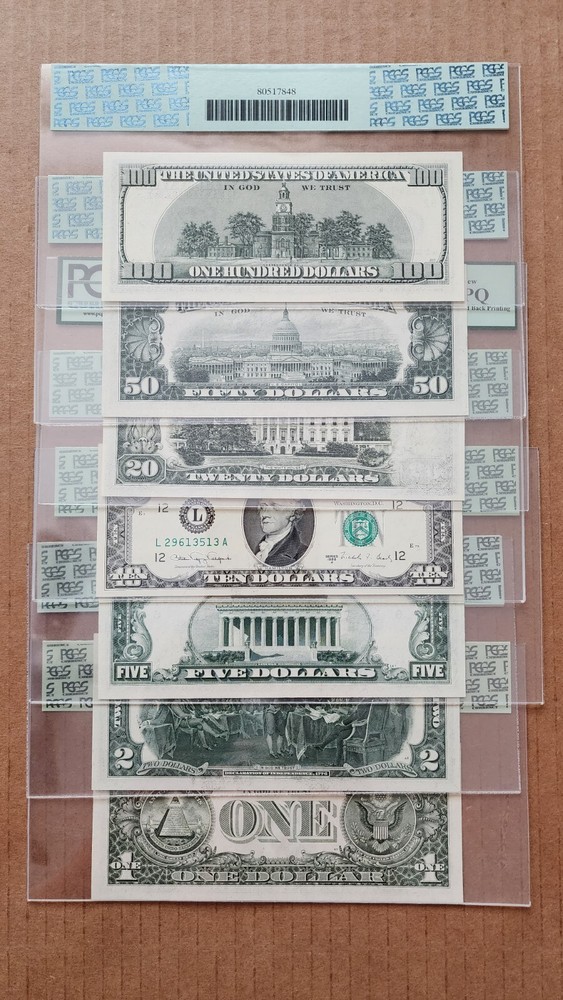$1-$2-$5-$10-$20-$50-$100 FRN ERROR NOTE PCGS66PPQ