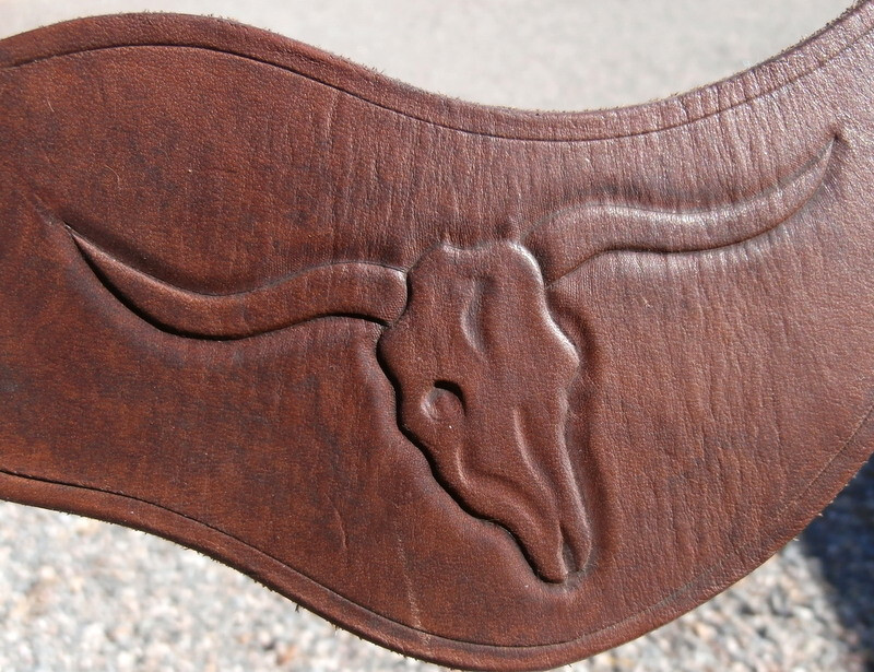 Custom Made Leather Dove Tail Steer Head Spur Straps