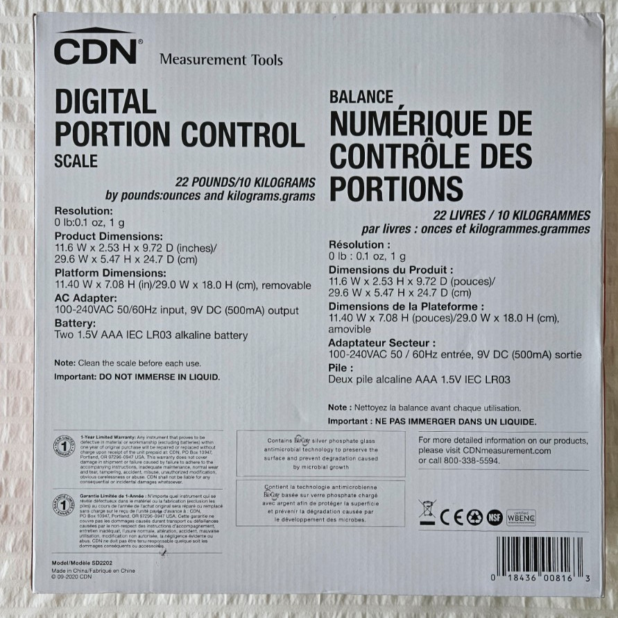 CDN SD2202 - Pro Accurate Digital Portion Control Scale - 22lb