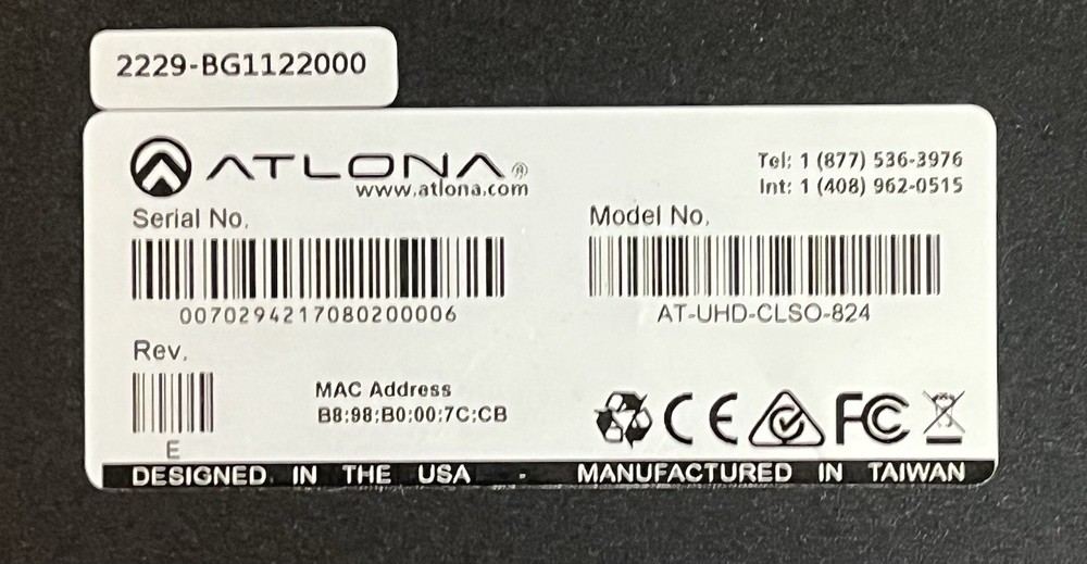 Atlona AT-UHD-CLSO-824 8x2 Multi-Format Matrix Switcher 4K / UHD