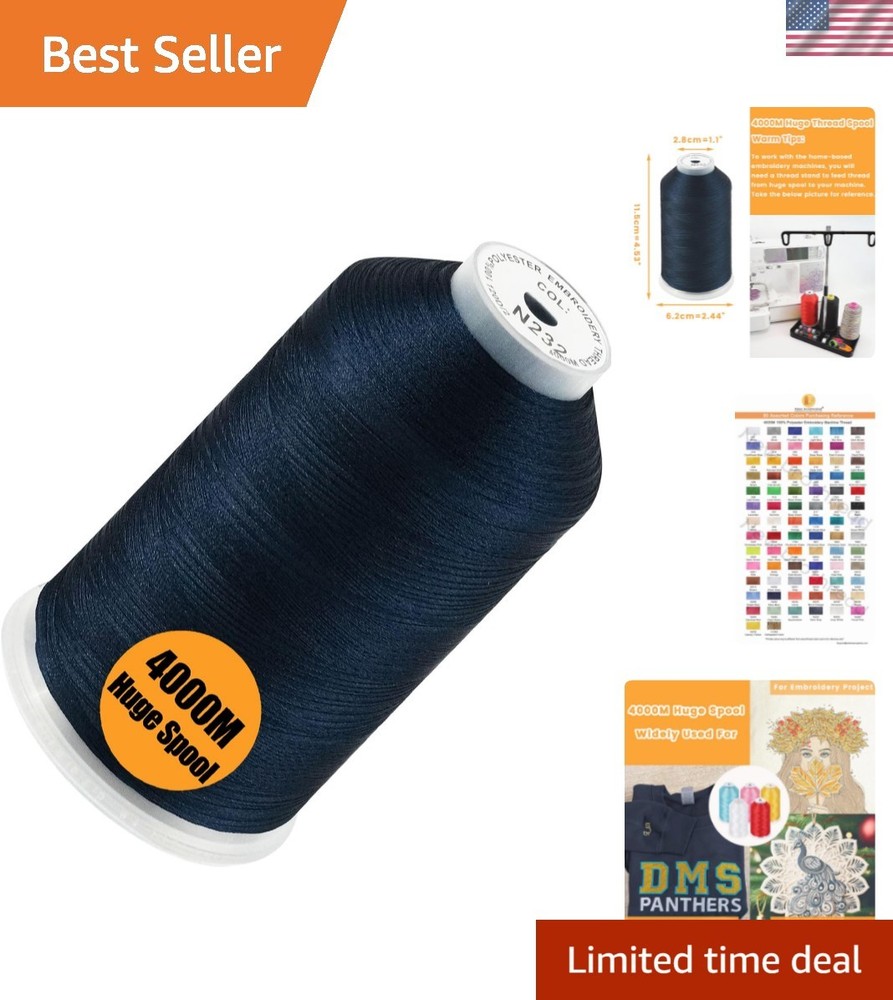 Single Huge Spool 4000M Each Polyester Embroidery Machine Thread 40WT for Com...