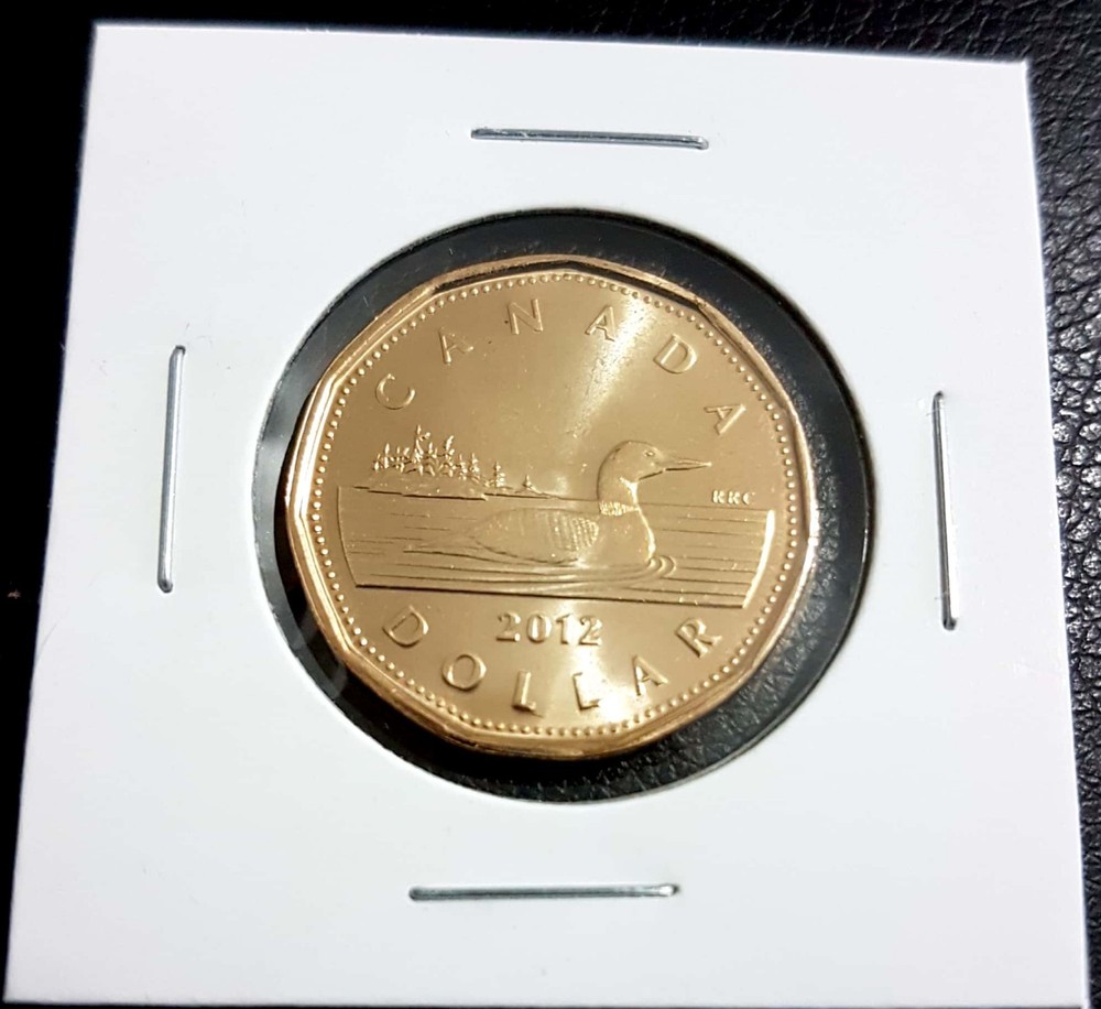 2012 Canada 1d Loonie - Old generation - No Security - UNC Mint State from roll
