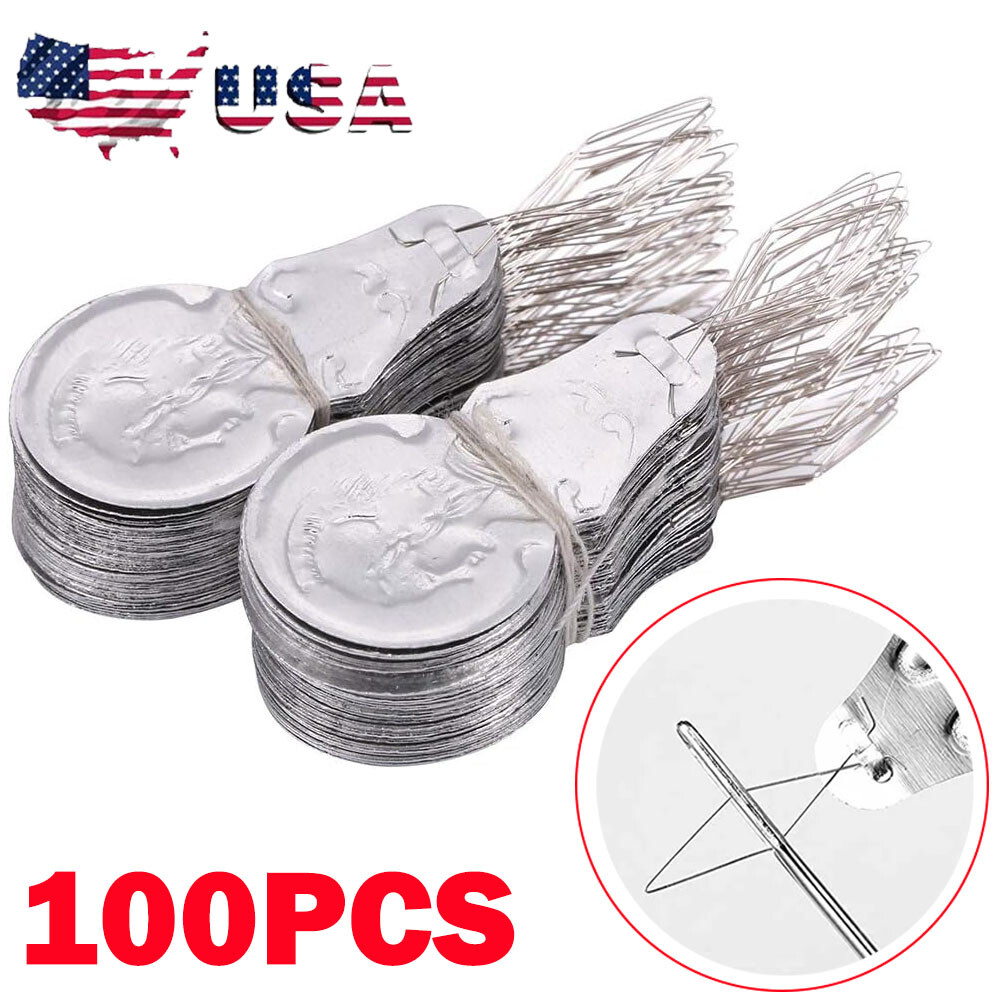 100x Metal Wire Needle Threader Hand Sewing Stitch Insertion Tool 1.7" HOT