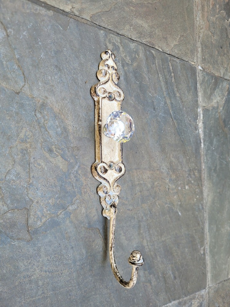 Crystal Doorknob Wall Hook, Victorian, BOHO, organization bathroom fixture, NEW
