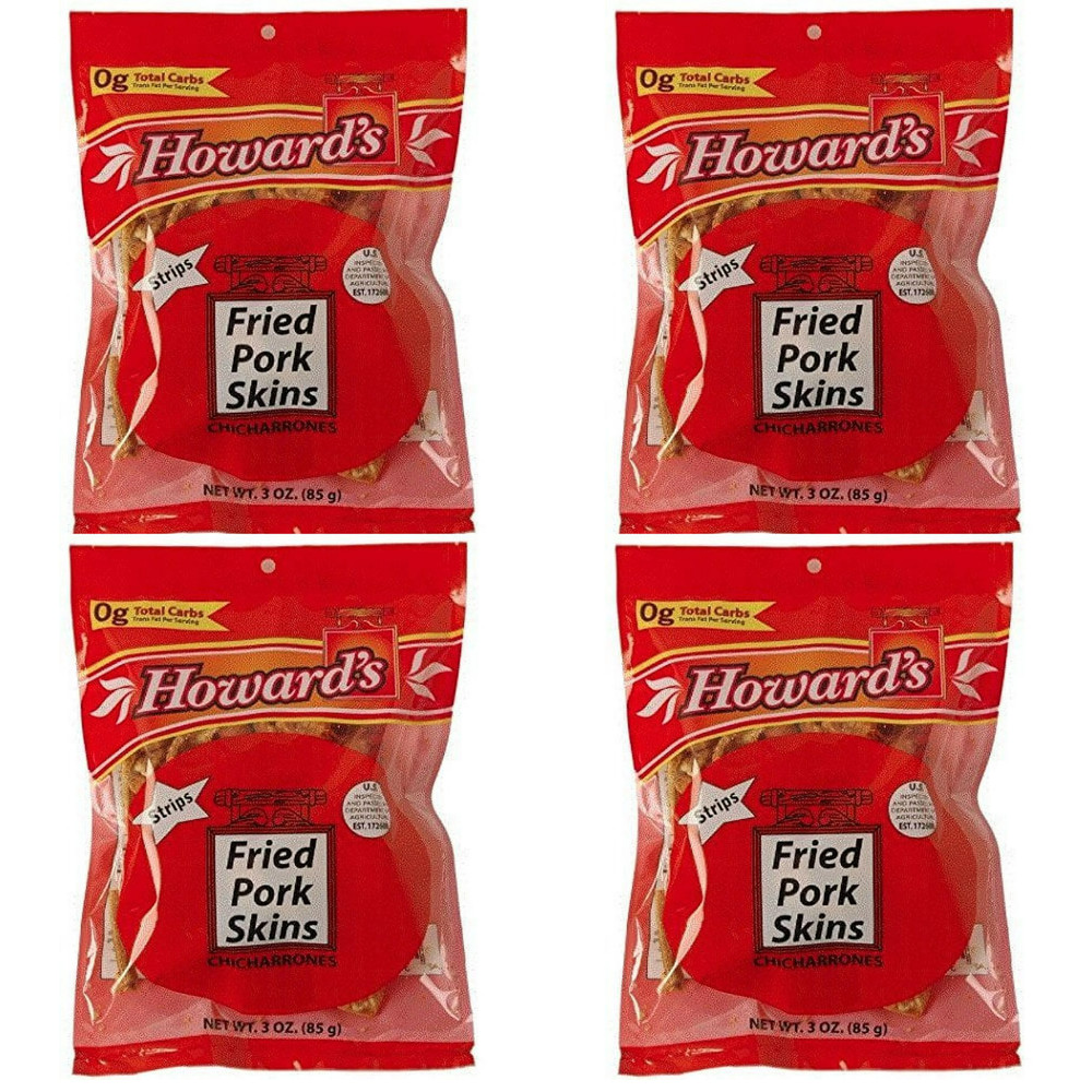 Howards Fried Pork Skins Strips | Crispy Texture, Low Carb, Delicious Flavor |