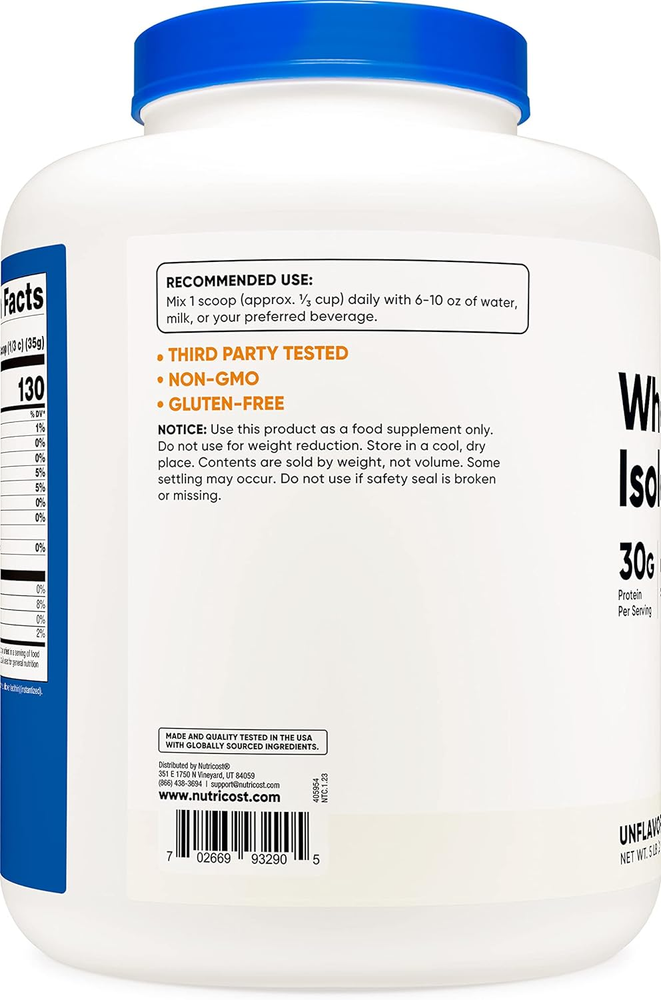 Nutricost Whey Protein Isolate, 30 Grams of Protein Per Serving, Non-GMO