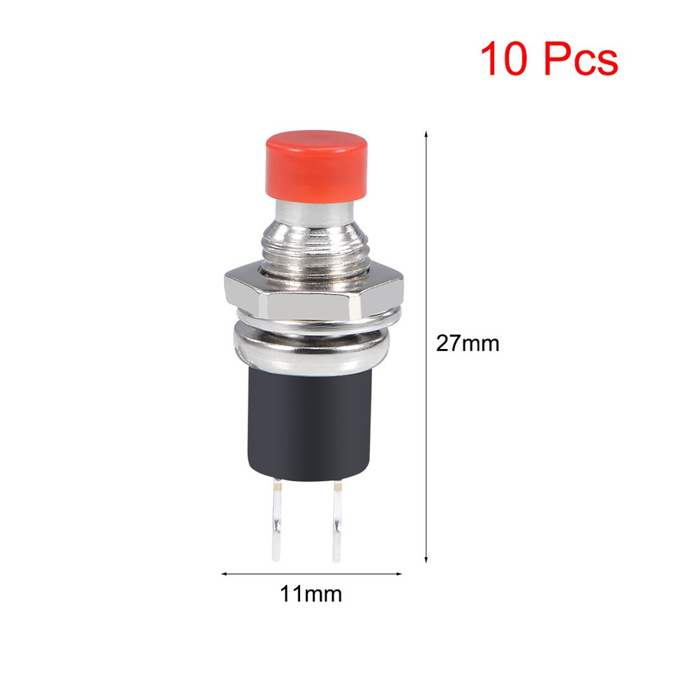 10Pcs,7mm Red Momentary Push Button Switch Round Flat Button SPST NO