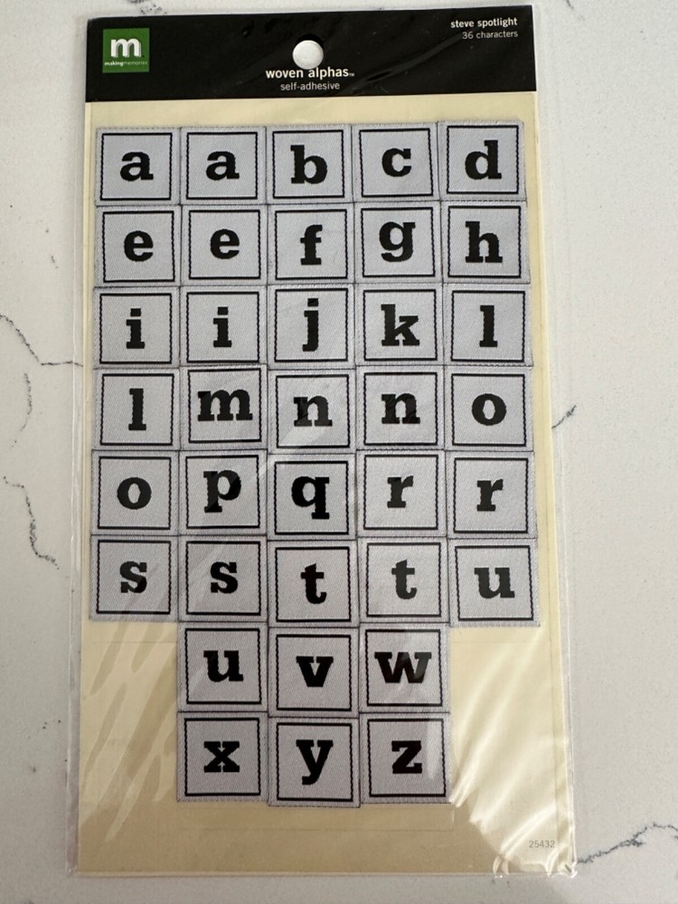 Making Memories Self Adhesive Woven Alphas ~ Steve Spotlight ~ 36PC Scrapbooking