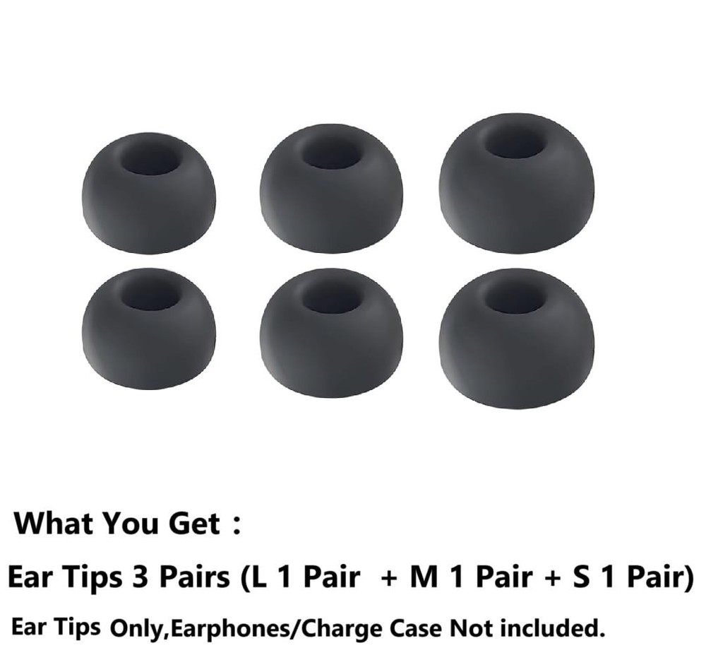 Replacement for Galaxy Buds3 Pro Earbuds Tips Silicone Ear Tips, S/M/L, Black