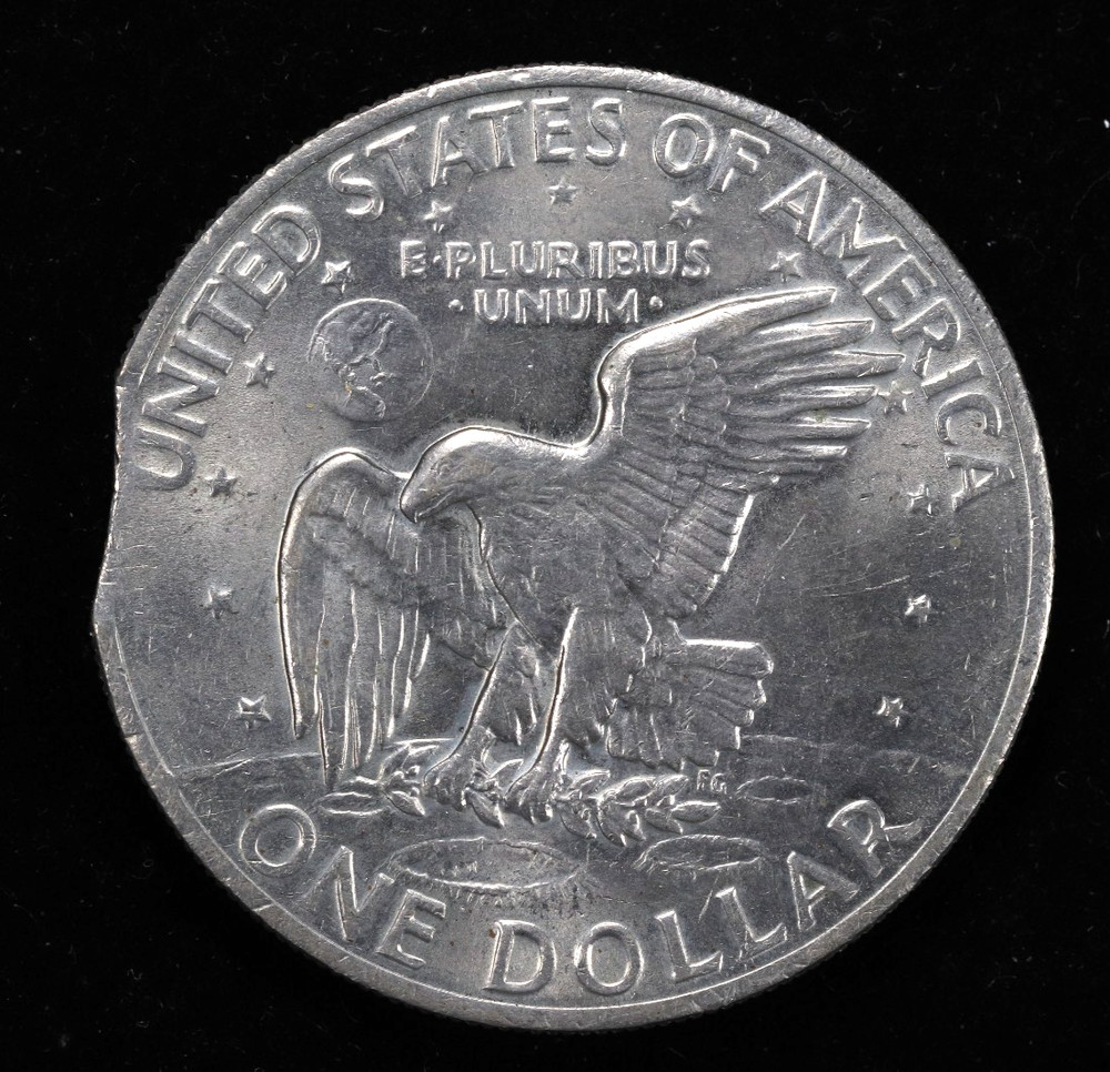 1972 $1 Eisenhower Dollar Clipped Planchet Error