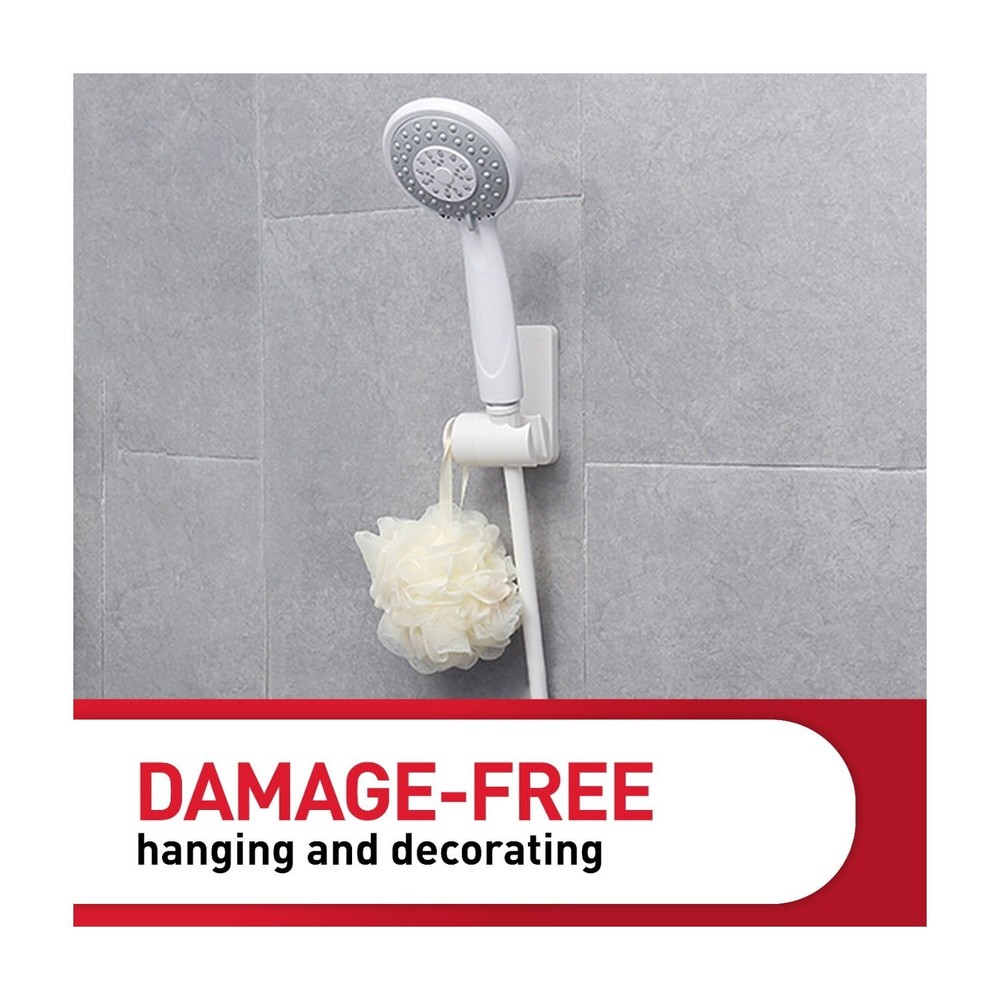 Command Bath Shower Head Holder, White, 1 Holder, 2 Large Strips, Bathroom