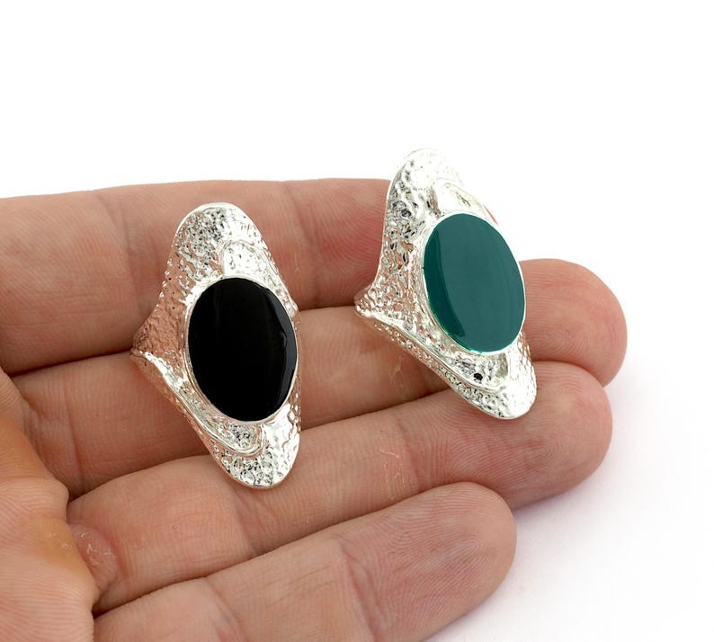 Modern art ring , Abstract , Adjustable , Shiny Silver Plated Brass (8US) 5678 S