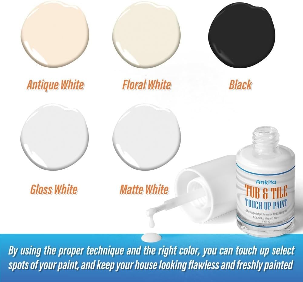 High-Gloss White Tub & Tile Paint - Quick-Dry Waterproof Solution, 1 Fl Oz