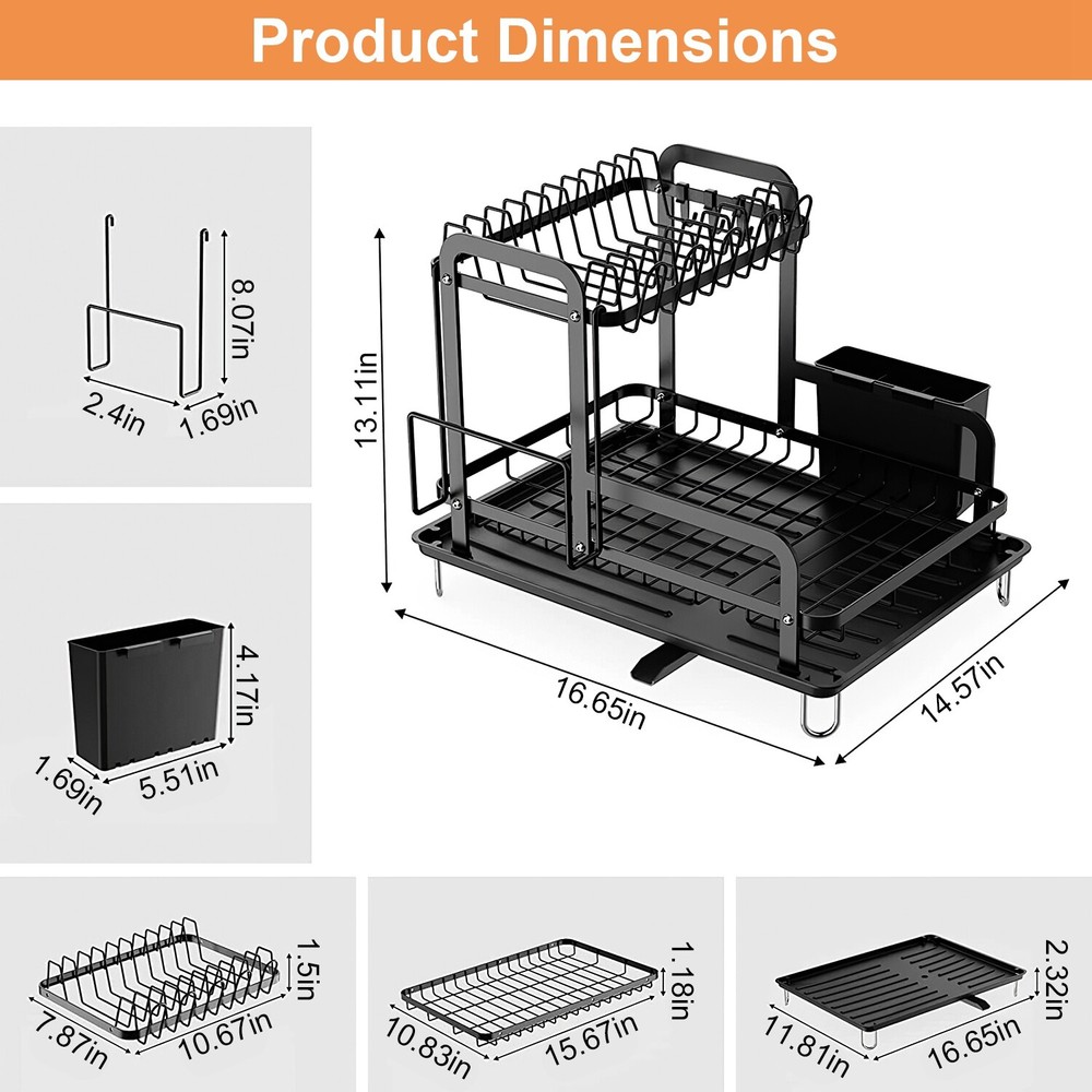 Dish Drying Rack -2 Tier Large Capacity Dish Rack-Dish Racks for Kitchen Counter