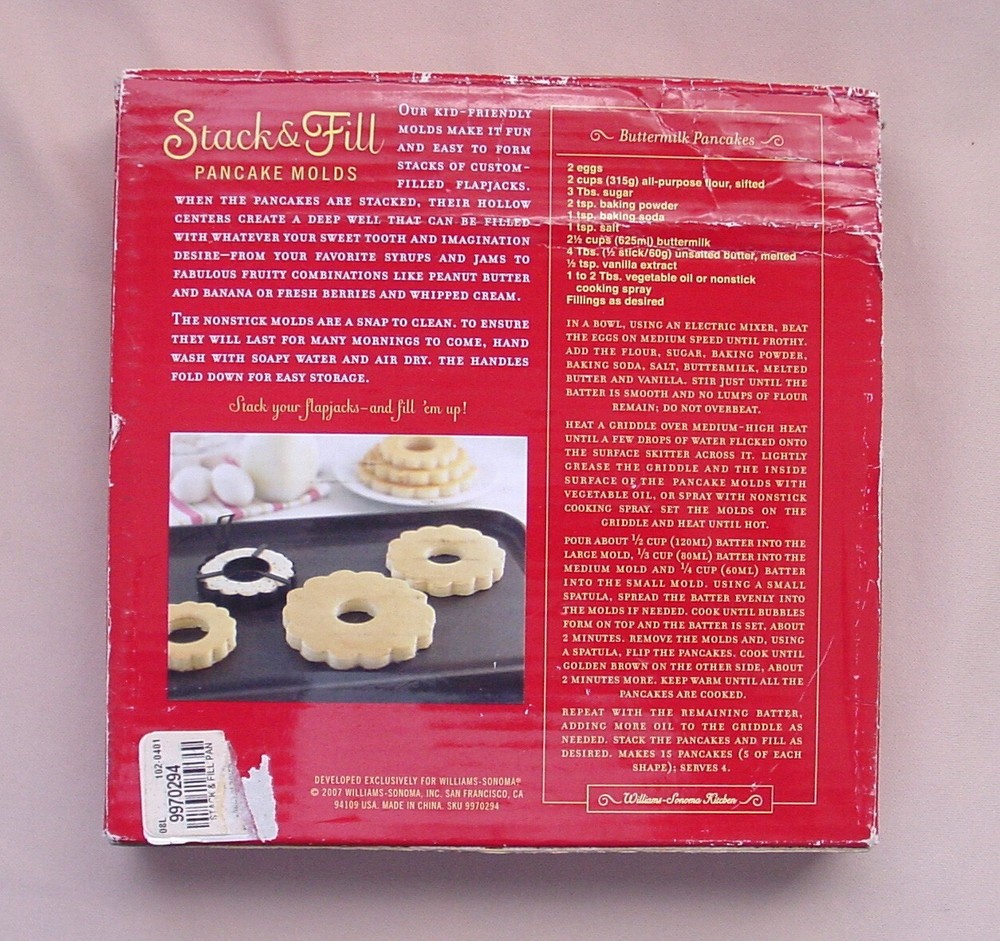 Williams & Sonoma Stack & Fill Pancake Molds Set of three.