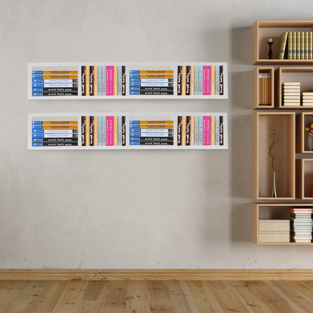2PCS 34" Wall Mount Media Storage Rack, CD DVD Cube Organizer Metal Shelf