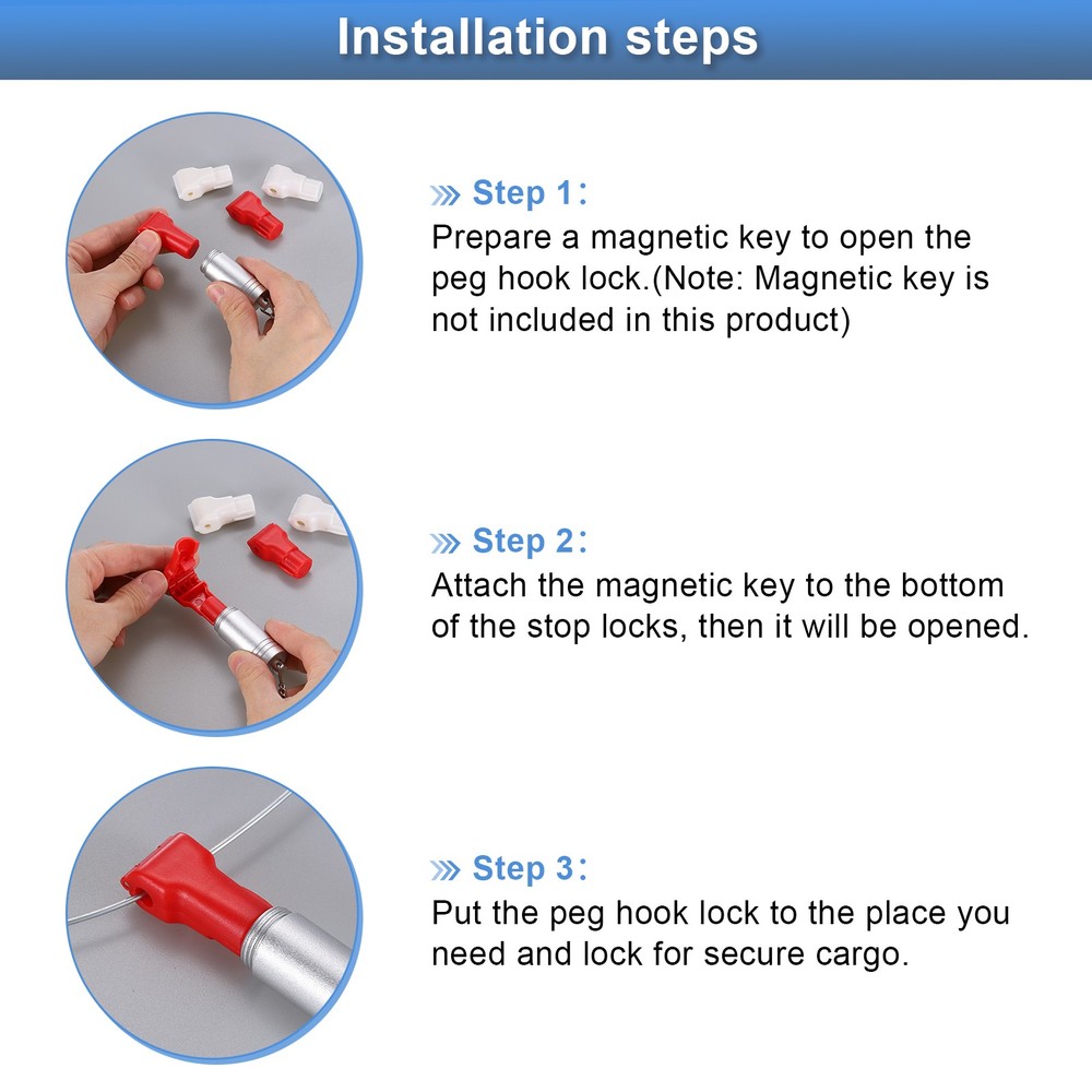 50pcs Peg Hook Locks, 6mm Pegboard Display Hook Stop Locks to Secure Cargo(Red)