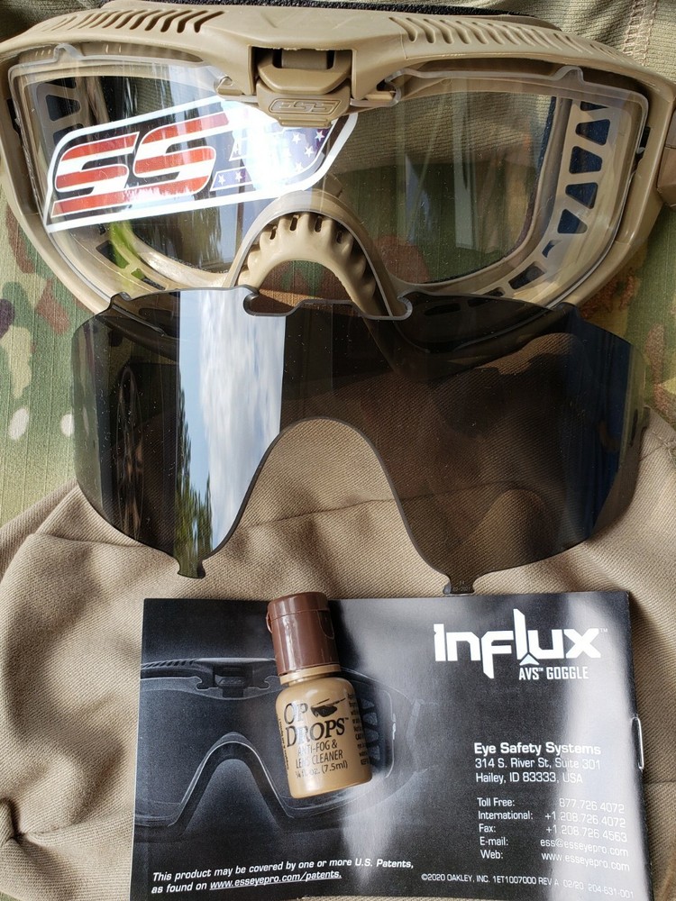 ESS Influx Adjustable Ventilation System Ballistic Goggle Terrain Tan EE7018-04
