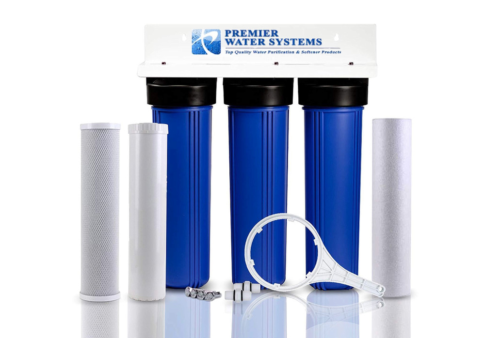Triple Big Blue Whole House Scale Prevention Water Filter System 20" | 1" Port