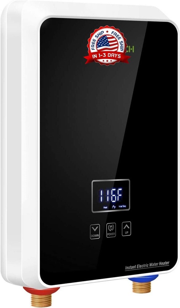 Calentador De Agua Sin Tanque LCD Electrico 5500W 240V US Para Cocina Ducha Casa