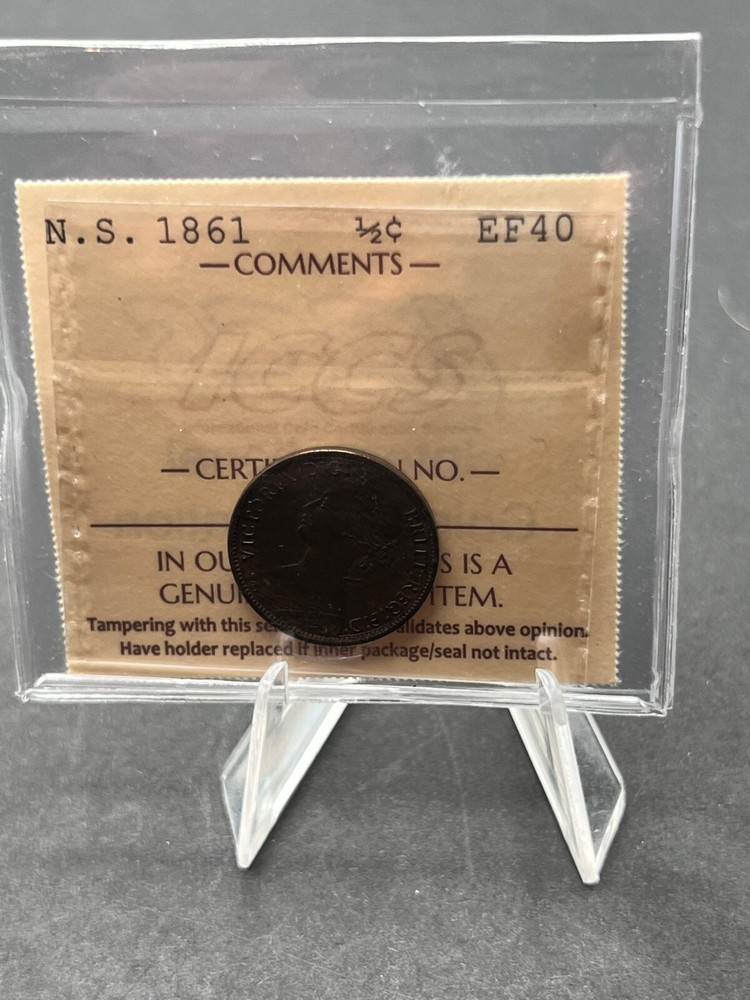 1861 Nova Scotia Half Cent ICCS Graded EF-40