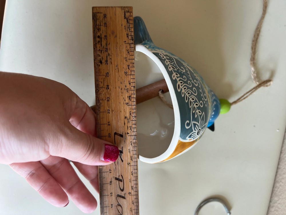 Ceramic Bird wind chimes 5" wide