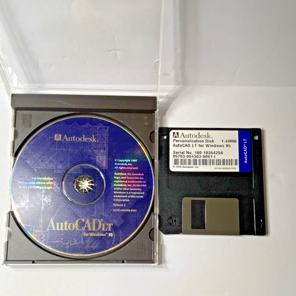 Autodesk AutoCAD LT Release 3 Windows 95 CD & 3.5" Floppy 3D Modeling Software