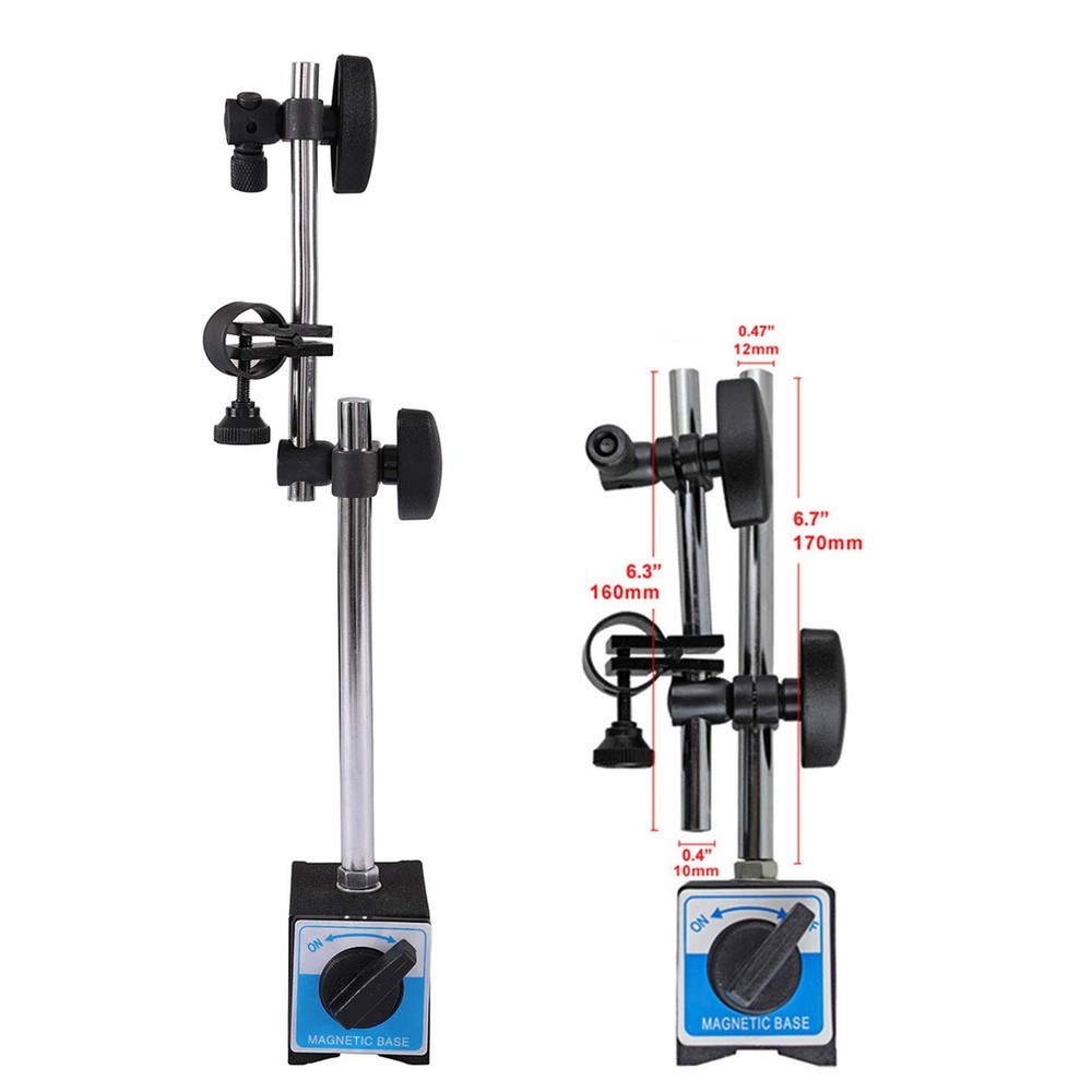 Dial Indicator with Magnetic Base Holder Fine Adjustable Long Arm 0-1"...