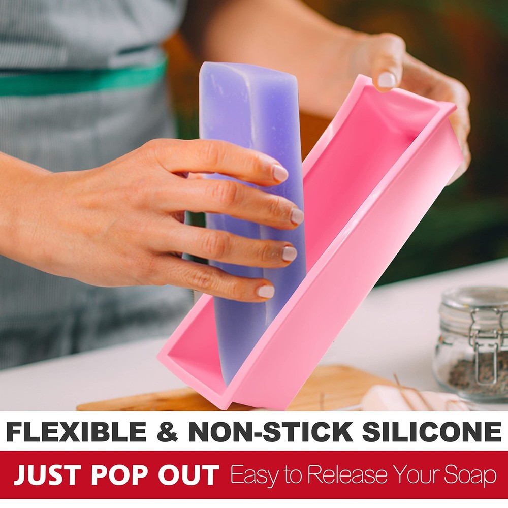 Rectangular Soap Mold Kit with Cutter- 42oz Flexible Silicone Loaf Soap Mold ...