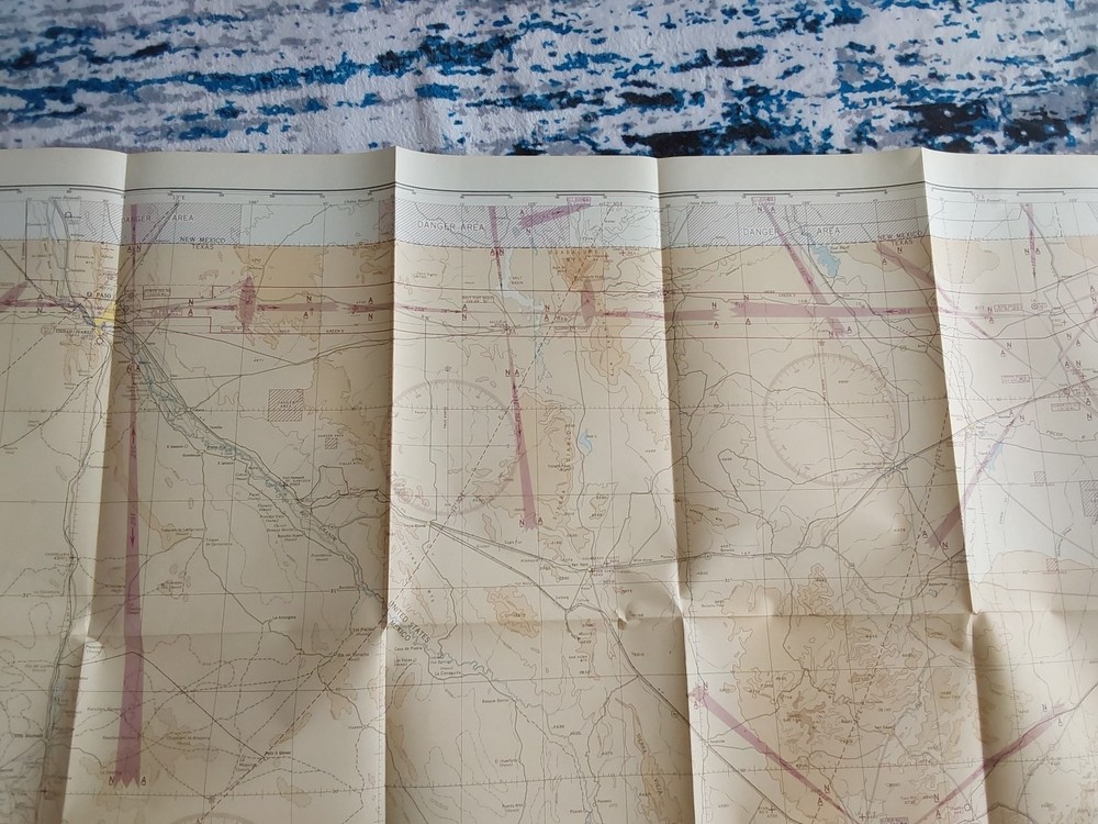 1944 WWII Sectional Aeronautical Chart Pilot Map El Paso, Marfa TX