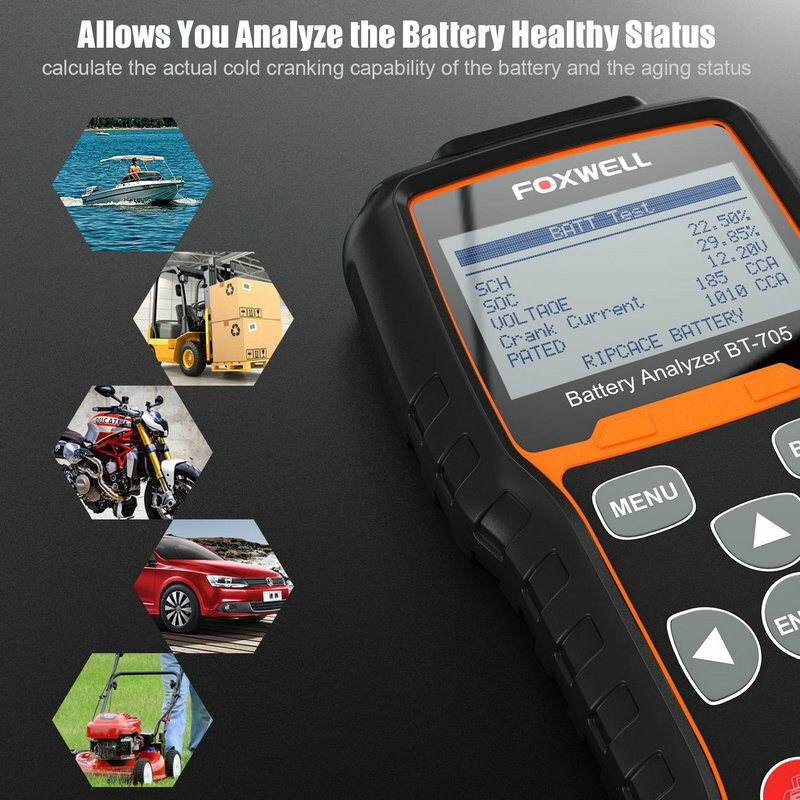 Foxwell BT705 Car Battery Load Tester & Charging System Analyzer 100-2000 CCA