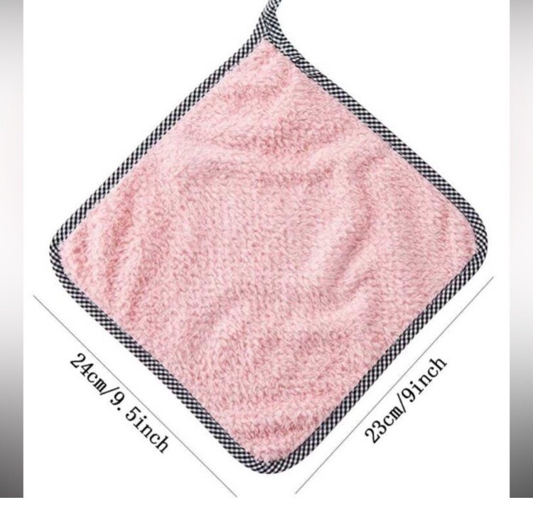 5pcs Plain Cleaning Rag, Pink Polyester Cleaning Cloth, For Kitchen
