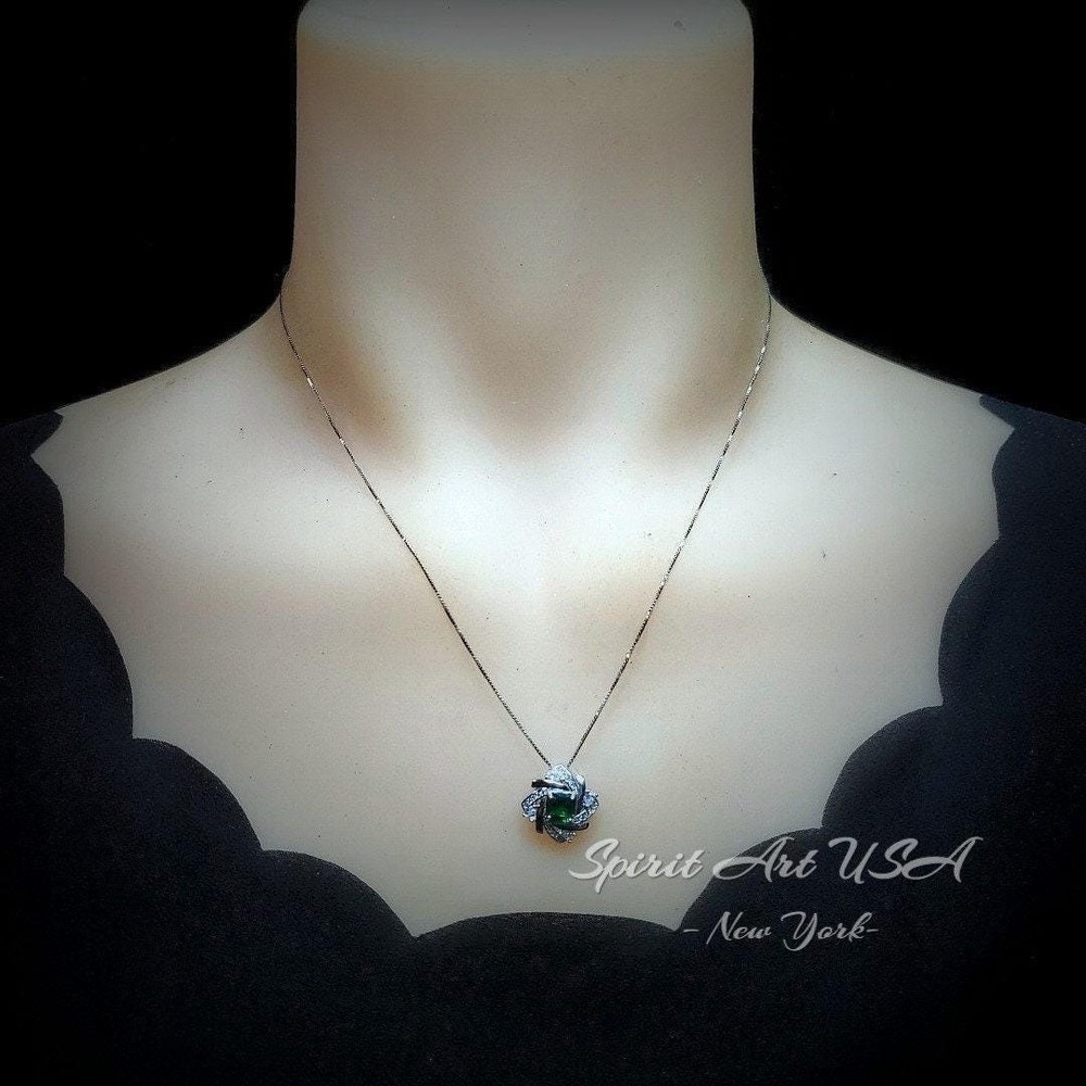 Tiny Square Emerald Necklace - 18kgp @ Sterling Silver - Gemstone Windmill