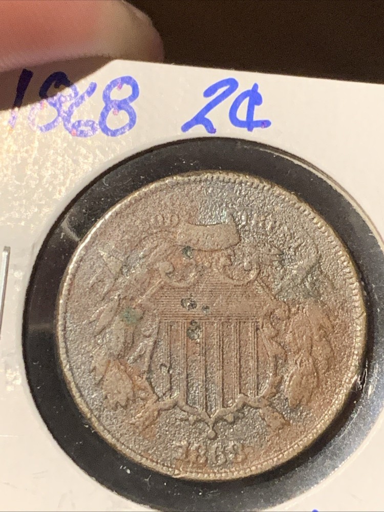 1868 Two Cent Piece 2c Better Grade VF DETAILS