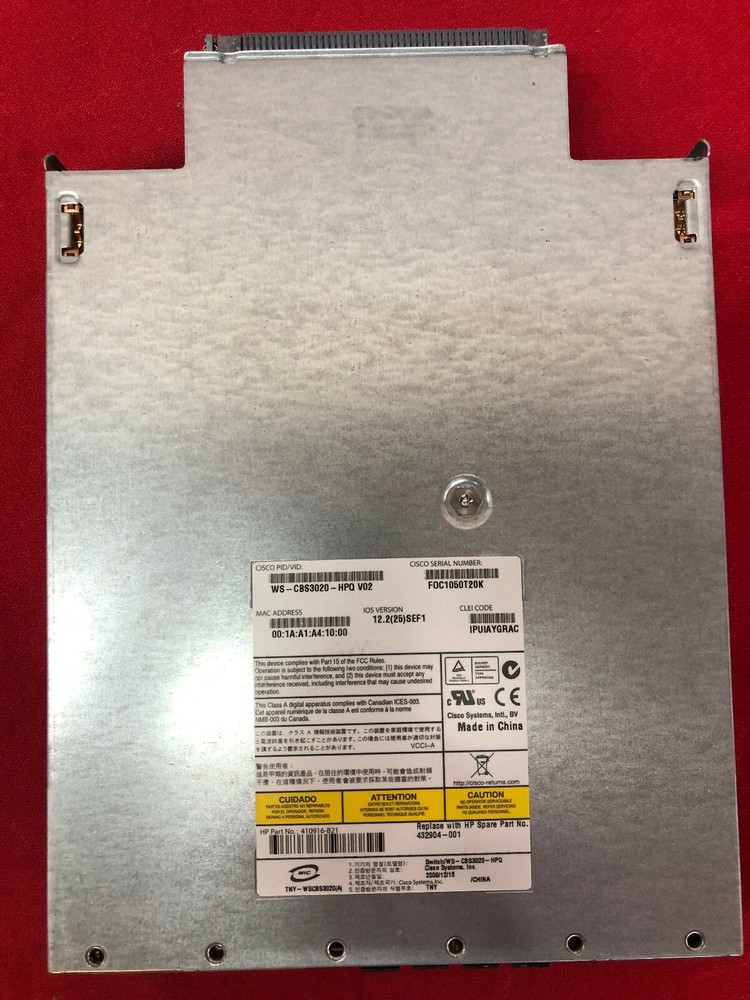 Cisco Catalyst WS-CBS3020-HPQ V02 Blade Switch Module - Good Condition - Used