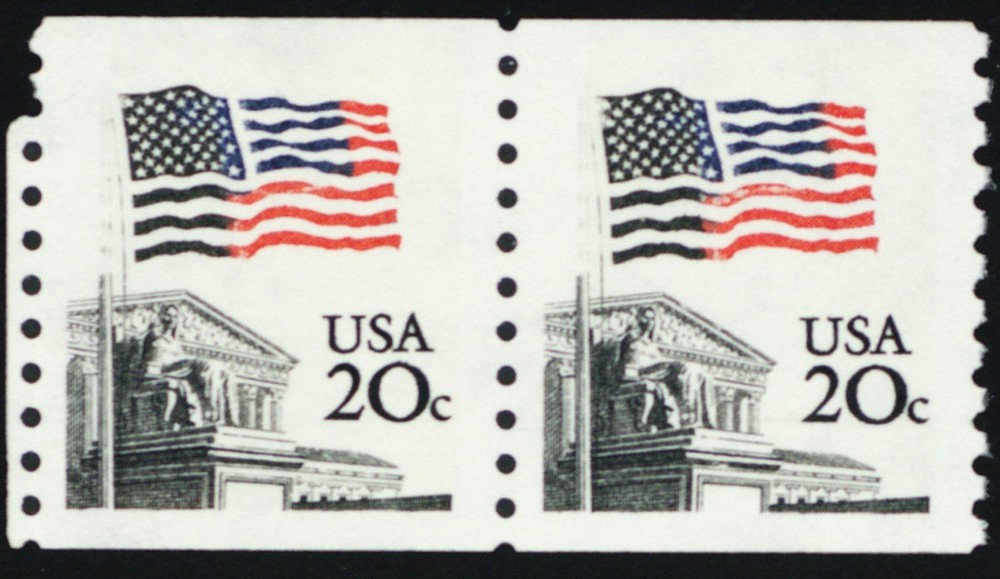 1895, MNH 20¢ Flar Coil Pair With HUGE Color Shift Error - Stuart Katz