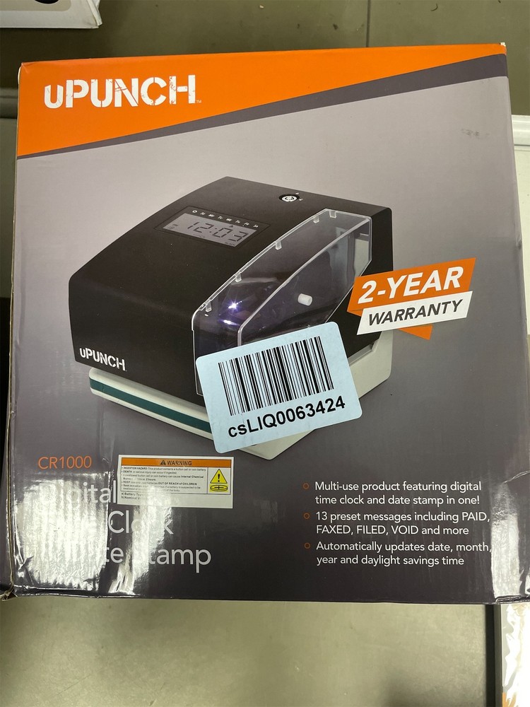Upunch digital time clock and date stamp