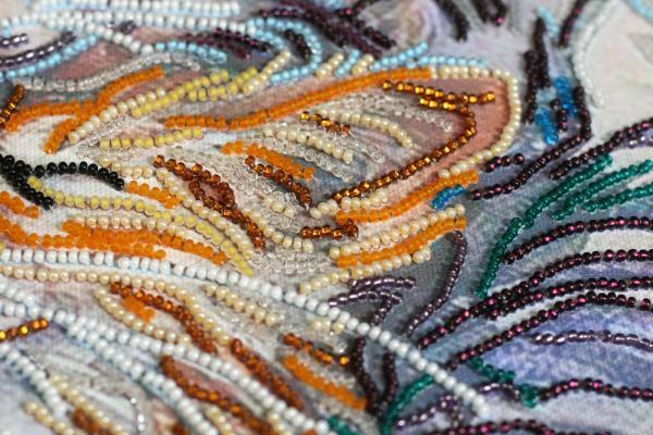 Bead embroidery kit Purr needlework kit Art canvas beadwork pattern