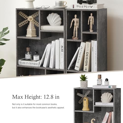 VECELO 4-Tier Bookcase, Modern Storage Cabinet with Height Difference Shelves fo