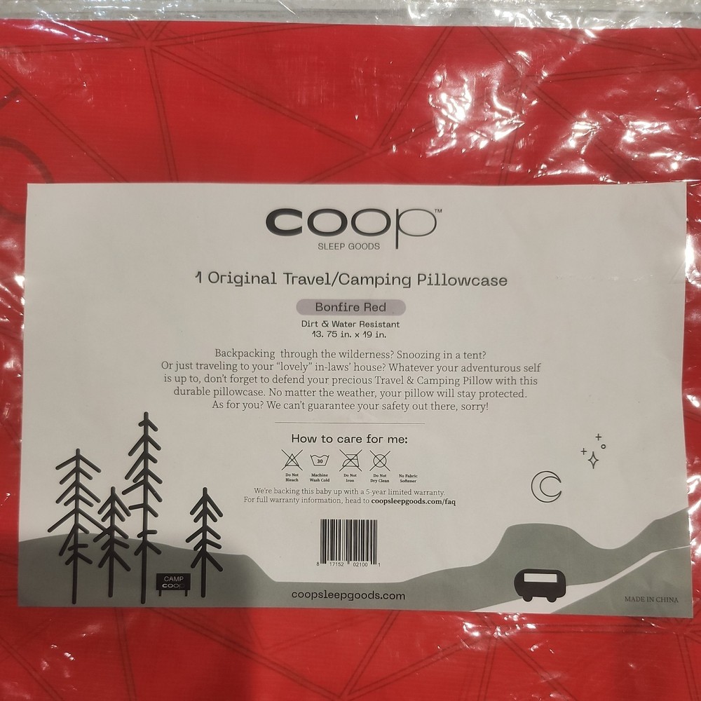 2 Pack: Coop Travel/ Camping Pillowcase (Bonfire Red )