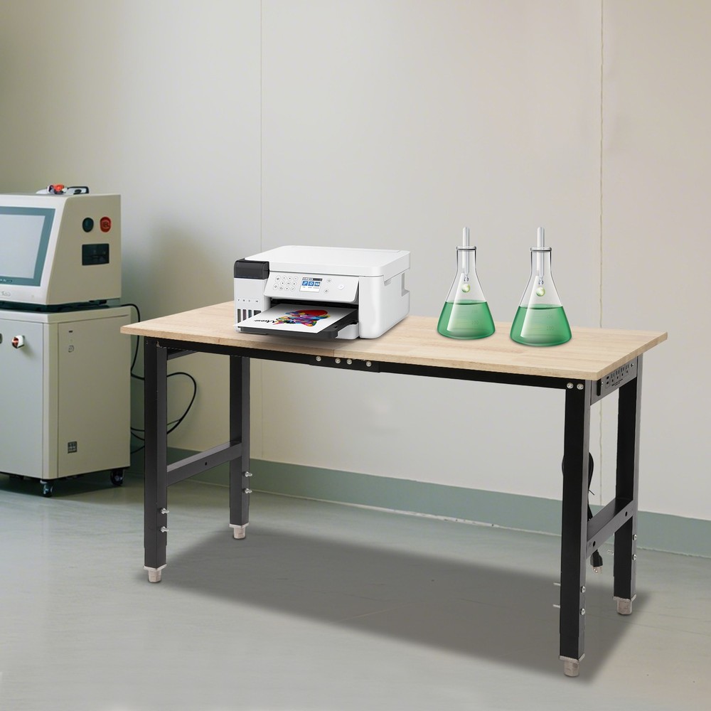 48x20" Heavy Duty Work Table Adjustable Workbench with Power Outlets 2000lbs US