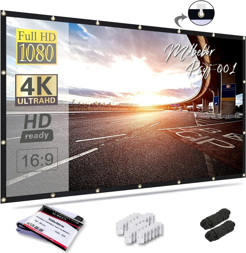Lightweight 150-Inch Polyester Projector Screen - Easy Setup for Any Occasion