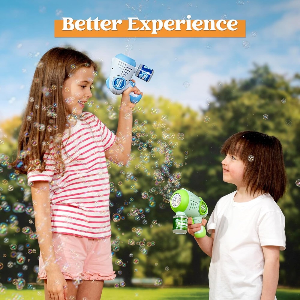 JOYIN 2 Kids Bubble Guns with 4 Bottles Solution, Automatic Bubble Machine Gun w