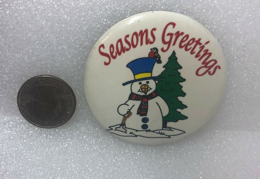 Season's Greetings Snowman Pin