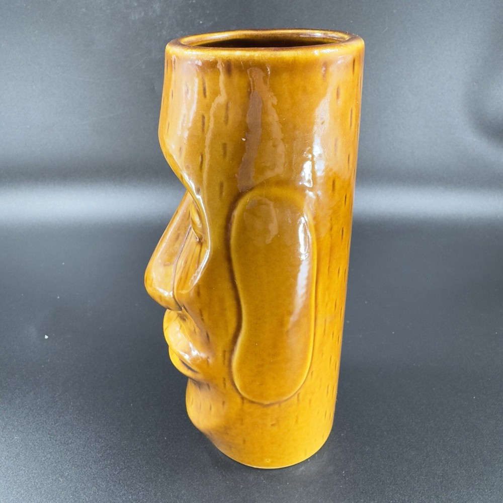 Tiki Mug Cup Tall Ceramic Barware Cup Brown Glazed Drinking Cup Whimsical Decor