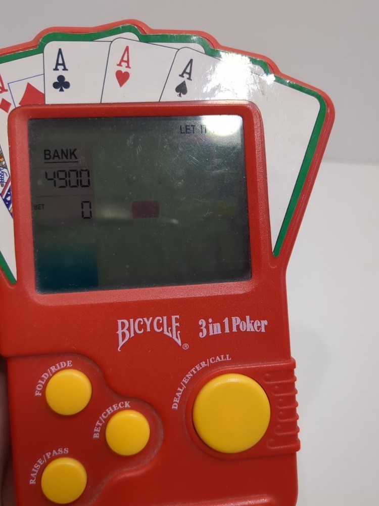 Techno Source 2004 Bicycle 3 in 1 Poker Handheld Electronic Game Pre-owned Works
